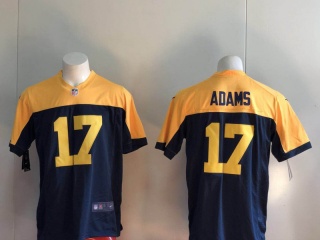 Green Bay Packers 17 Davante Adams Football Jersey Navy Blue/Yellow