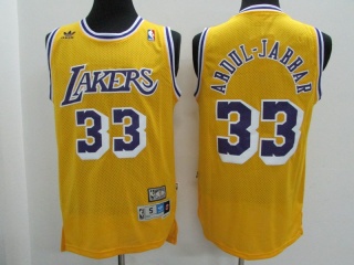 Los Angeles Lakers 33 Kareem Abdul Throwback Jersey Yellow	