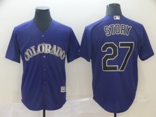 Colorado Rockies #27 Trevor Story Cool Base Jersey Purple