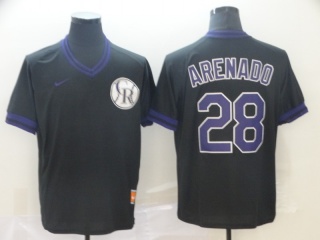 Colorado Rockies #28 Nolan Arenado Nike Cooperstown Collection Legend V-Neck Jersey Black