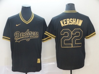 Los Angeles Dodgers #22 Clayton Kershaw Nike Fashion Jersey Black Gold