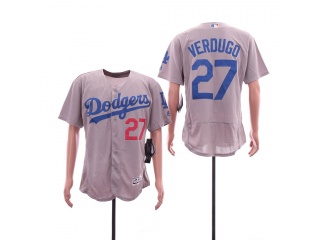 Los Angeles Dodgers 27 Alex Verdugo Flex Base Jersey Gray