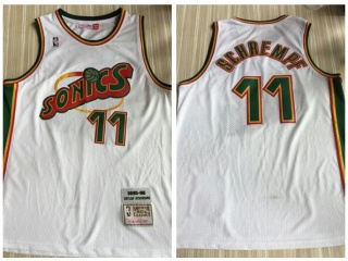 Seattle SuperSonics #11 Detlef Schrempf Throwback Jersey White