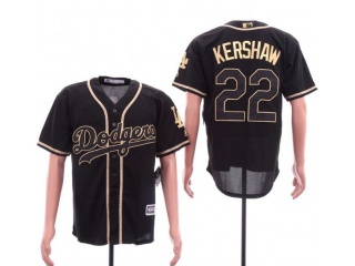 Los Angeles Dodgers #22 Clayton Kershaw Cool Base Jersey Black Gold