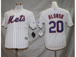 Youth New York Mets 20 Pete Alonso Baseball Jersey White