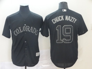 Colorado Rockies 19 Charlie Blackmon Chuck Nazty 2019 Weekend Day Jersey Black