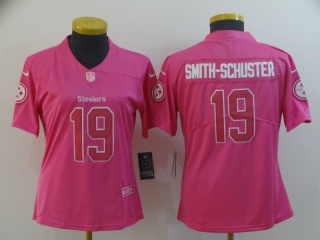 Women Pittsburgh Steelers 19 JuJu Smith-Schuster Limited Football Jersey Pink