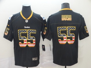 Pittsburgh Steelers 55 Devin Bush USA Flag Limited Jersey Black