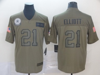 Dallas Cowboys 21 Ezekiel Elliott 2019 Salute to Service Limited Jersey Olive