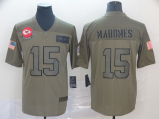 Kansas City Chiefs 15 Patrick Mahomes 2019 Salute to Service Limited Jersey Olive