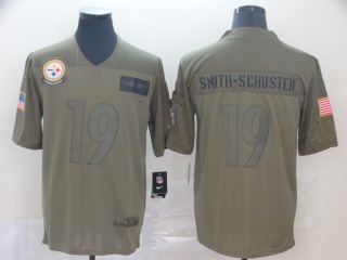 Pittsburgh Steelers 19 JuJu Smith-Schuster 2019 Salute to Service Limited Jersey Olive