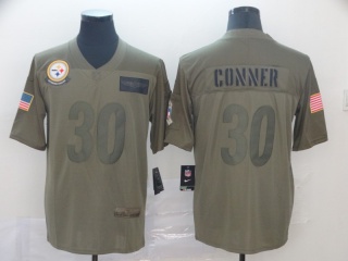 Pittsburgh Steelers 30 James Conner 2019 Salute to Service Limited Jersey Olive