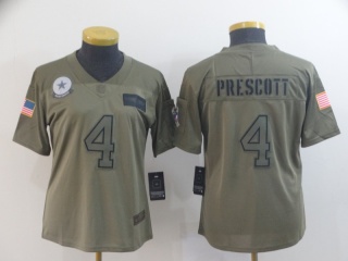 Woman Dallas Cowboys 4 Dak Prescott 2019 Salute to Service Limited Jersey Olive