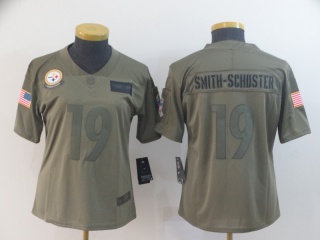 Woman Pittsburgh Steelers 19 JuJu Smith-Schuster 2019 Salute to Service Limited Jersey Olive