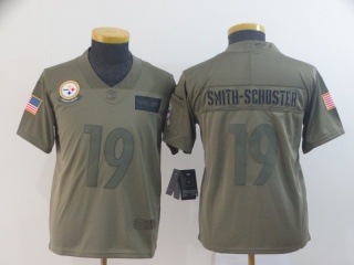 Youth Pittsburgh Steelers 19 JuJu Smith-Schuster 2019 Salute to Service Limited Jersey Olive