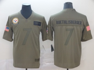 Pittsburgh Steelers 7 Ben Roethlisberger 2019 Salute to Service Limited Jersey Olive