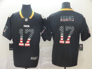 Green Bay Packers 17 Davante Adams USA Flag Vapor Limited Jersey Black