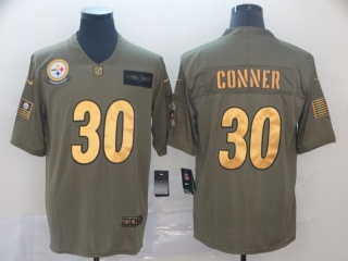 Pittsburgh Steelers 30 James Conner 2019 Salute to Service Limited Jersey Olive Golden 