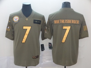 Pittsburgh Steelers 7 Ben Roethlisberger  2019 Salute to Service Limited Jersey Olive Golden