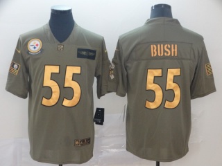 Pittsburgh Steelers 55 Devin Bush 2019 Salute to Service Limited Jersey Olive Golden