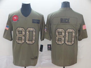 San Francisco 49ers 80 Jerry Rice 2019 Salute to Service Limited Jersey Olive Camo 