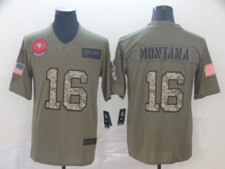 San Francisco 49ers 16 Joe Montana 2019 Salute to Service Limited Jersey Olive Camo