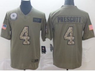 Dallas Cowboys #4 Dak Prescott 2019 Salute to Service Limited Jersey Olive Camo