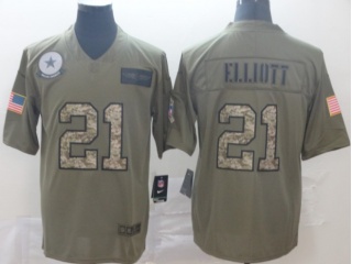 Dallas Cowboys #21 Ezekiel Elliott 2019 Salute to Service Limited Jersey Olive Camo