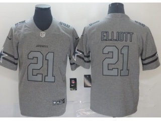 Dallas Cowboys #21 Ezekiel Elliott Team Logos Limited Jersey Gray