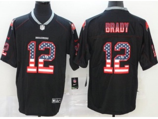 Tampa Bay Buccaneers #12 Tom Brady USA Flag Fashion Vapor Limited Jersey Black 