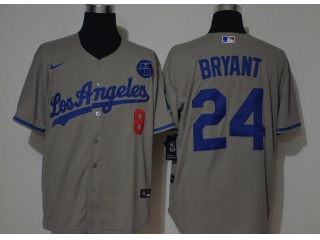 Nike Los Angeles Dodgers 8/24 Kobe Bryant with KB Patch Jersey Gray