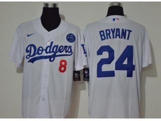 Nike Los Angeles Dodgers #8/24 Kobe Bryant with KB Patch Jersey White