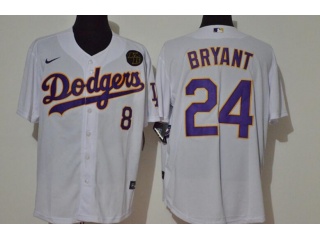 Nike Los Angeles Dodgers #8/24 Kobe Bryant with KB Patch Jersey White 