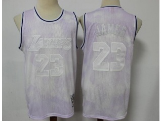 Los Angeles Lakers #23 LeBron James Throwback Jersey Light Purple