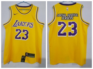 Los Angeles Lakers #23 Social Justice Jerseys Yellow 