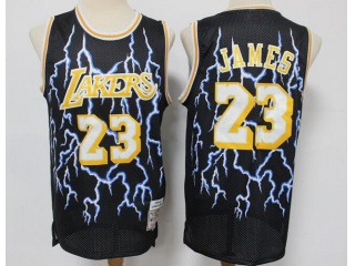 Los Angeles Lakers #23 LeBron James Lighting Throwback Jersey  Black