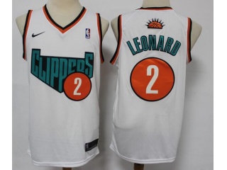 Nike Los Angeles Clippers #2 Kawhi Leonard With Green Name Jersey White 