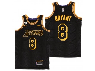 Los Angeles Lakers 8 Kobe Bryant Black City with Peach Heart 2 Patch Jersey