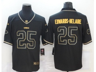 Kansas City Chiefs #25 Clyde Edwards-Helaire Limited Football Jersey Black Golden