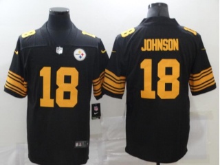 Pittsburgh Steelers #18 Diontae Johnson Number Color Rush Football Jersey Black Golden