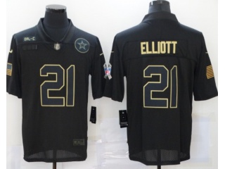 Dallas Cowboys #21 Ezekiel Elliott Salute to Service Limited Jersey Black