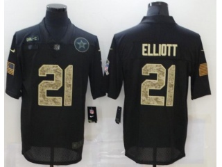 Dallas Cowboys #21 Ezekiel Elliott Salute to Service Limited Jersey Black Camo