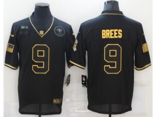 New Orleans Saints #9 Drew Brees with Golden Name Salute to Service Limited Jersey Black 