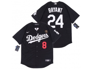 Youth Nike Los Angeles Dodgers #8/24 Kobe Bryant Black with KB Patch Jersey