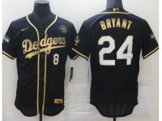 Nike Los Angeles Dodgers #8/24 Kobe Bryant Black With Golden Number Flexbase Jersey