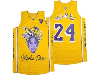 Los Angeles Lakers #24 MAMBA Mamba Forever Jersey Yellow