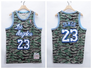 Los Angeles Lakers #23 Lebron James Tiger Camo Hardwood Classics Jersey Green