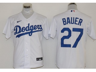 Nike Los Angeles Dodgers #27 Trevor Bauer Cool Base Jerseys White