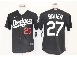 Nike Los Angeles Dodgers #27 Trevor Bauer Cool Base Jerseys Black 