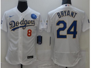 Nike Los Angeles Dodgers #8/24 Kobe Bryant 2021 Gold Program Flexbase Jersey White/Gold